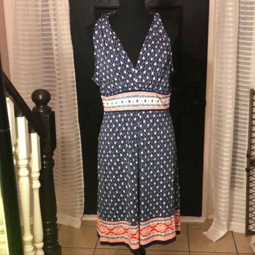 Navy V-Neck Plunge Dress